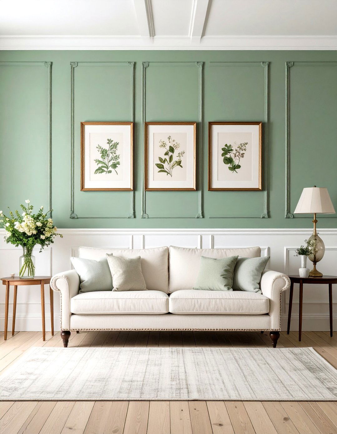 Living Room Wall with Wainscoting - 30 living room wall ideas