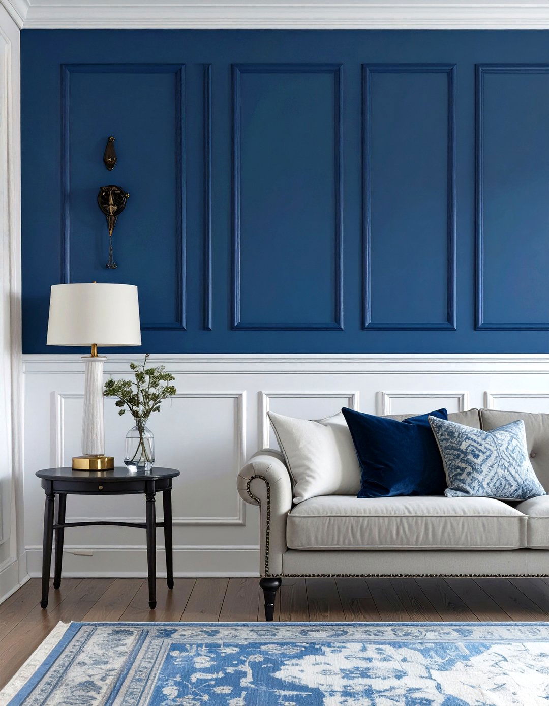 Living Room Wall with Wainscoting - 30 wall ideas for living room
