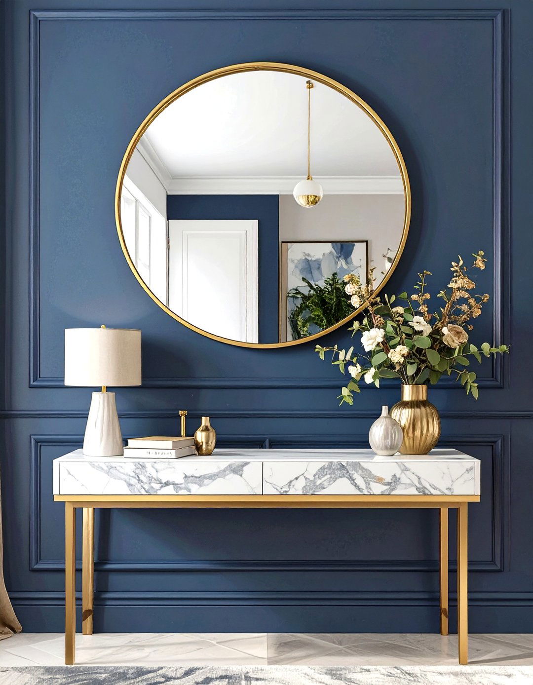 Living Room Wall with a Large Mirror - 30 wall ideas for living room