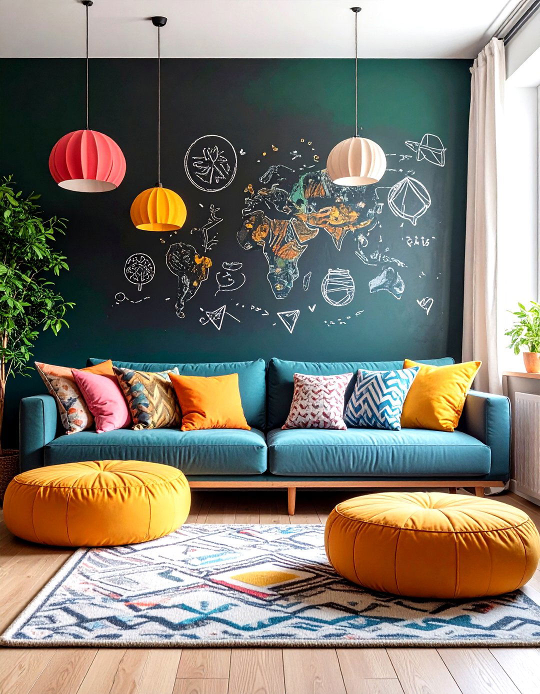 Living Room With A Chalkboard Paint Accent Wall - 30 living room paint ideas with accent wall
