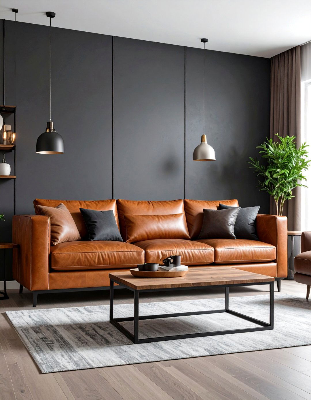 Living Room With A Charcoal Gray Accent Wall - 30 living room paint ideas with accent wall