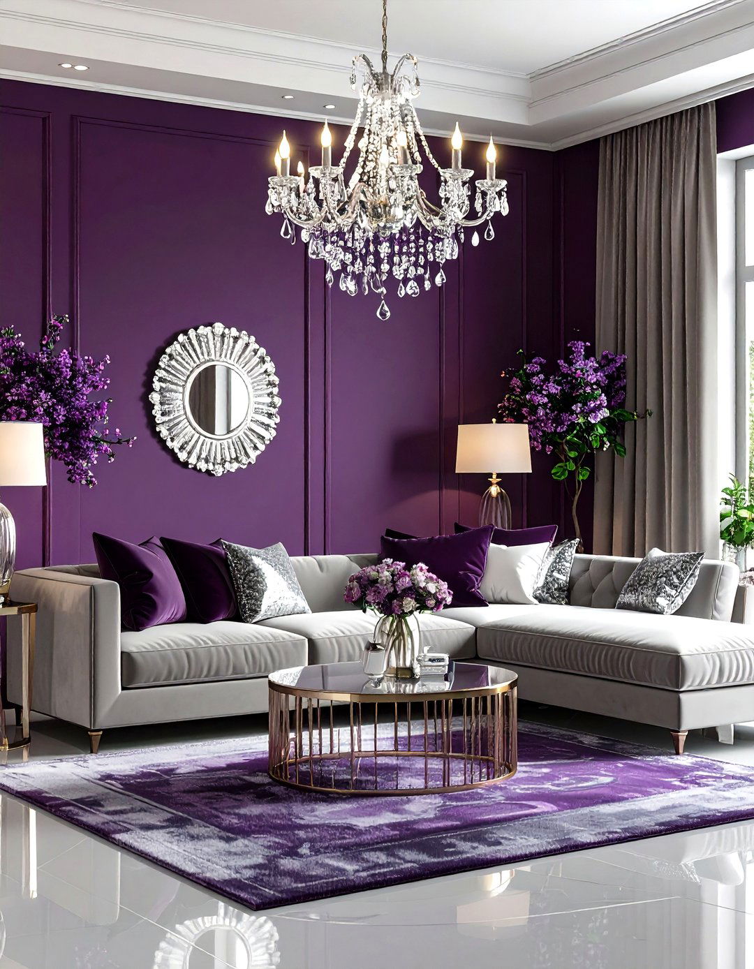 Living Room With A Dark Plum Accent Wall - 30 living room paint ideas with accent wall