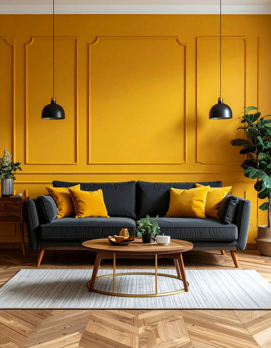Living Room With A Mustard Yellow Accent Wall - 30 living room paint ideas with accent wall