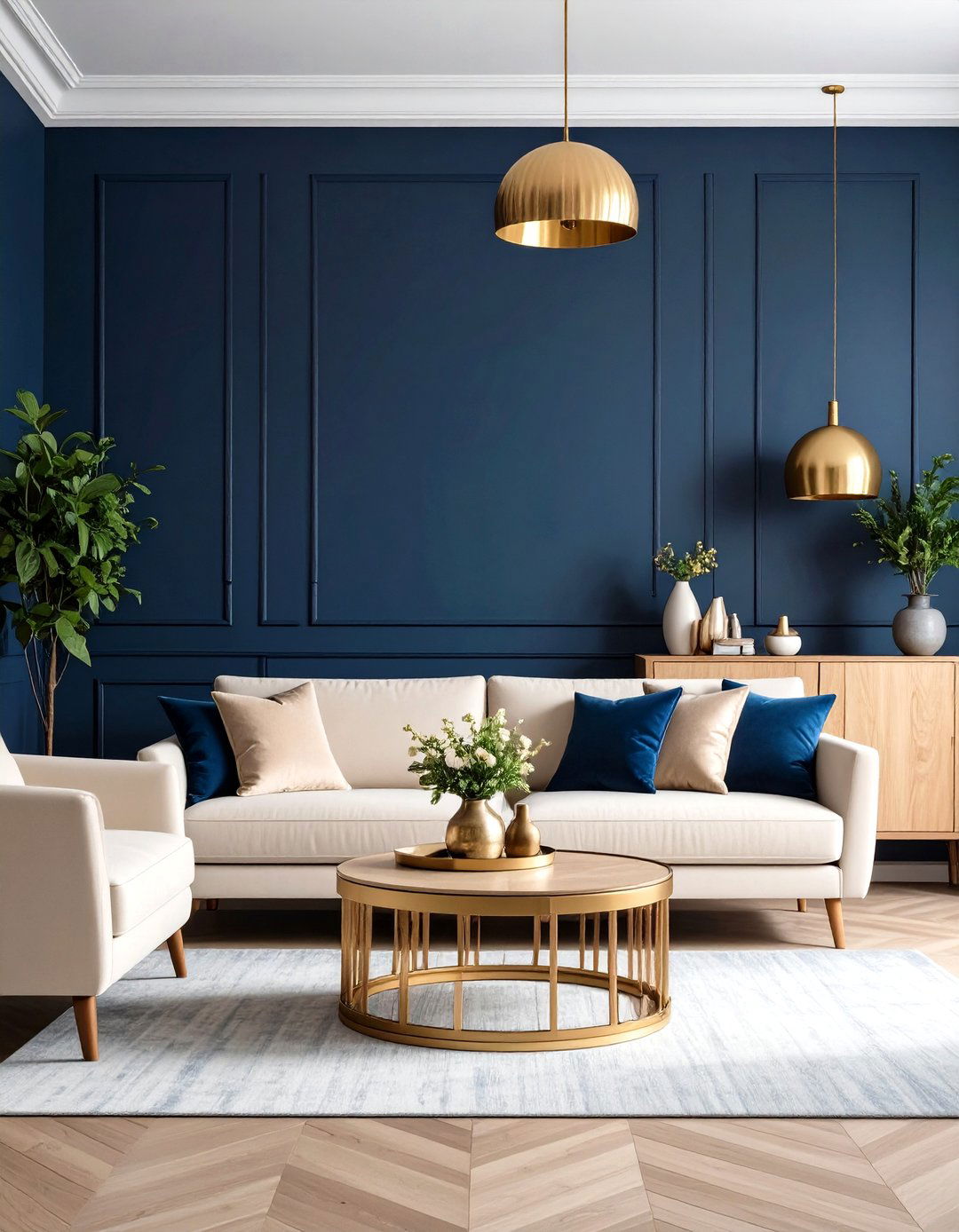 Living Room With A Navy Blue Accent Wall - 30 living room paint ideas with accent wall