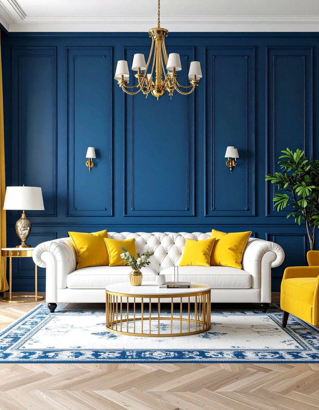 Living Room With A Royal Blue Accent Wall - 30 living room paint ideas with accent wall