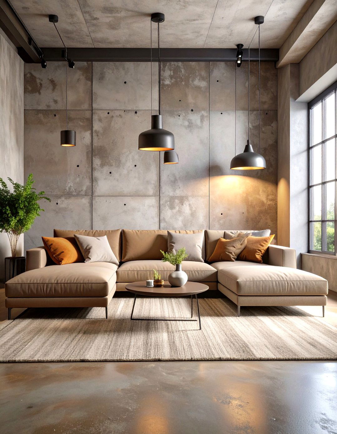 Living Room With A Textured Concrete Accent Wall - 30 living room paint ideas with accent wall