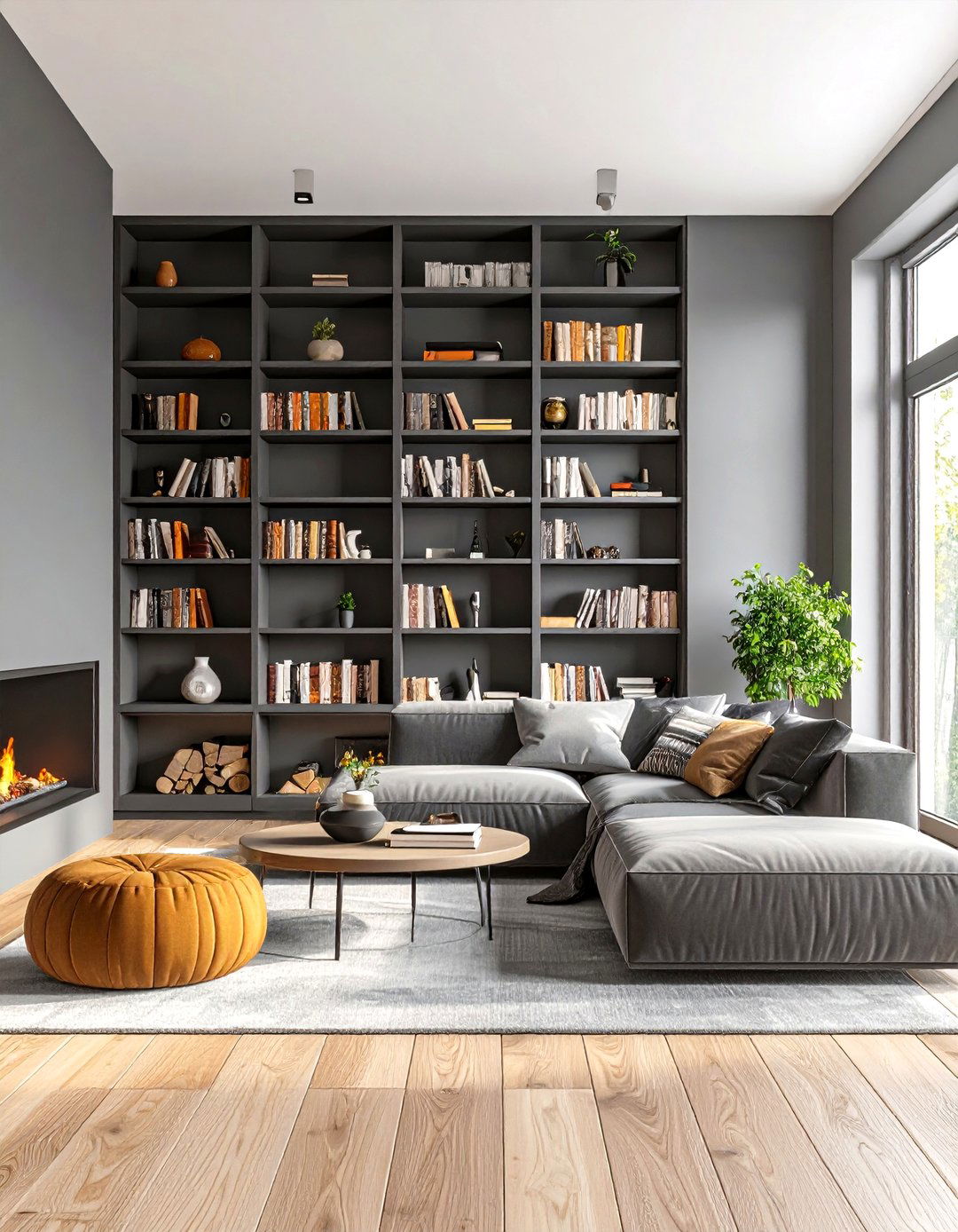 Living Room with Built In Bookshelves - 30 popular living room ideas