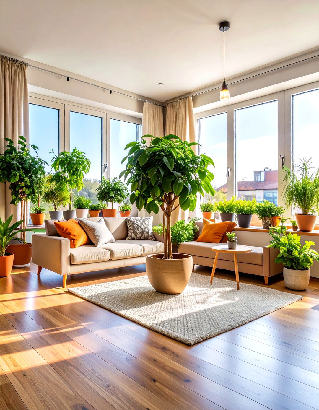 Living Room with Edible Plants - 30 living room indoor plants decoration ideas