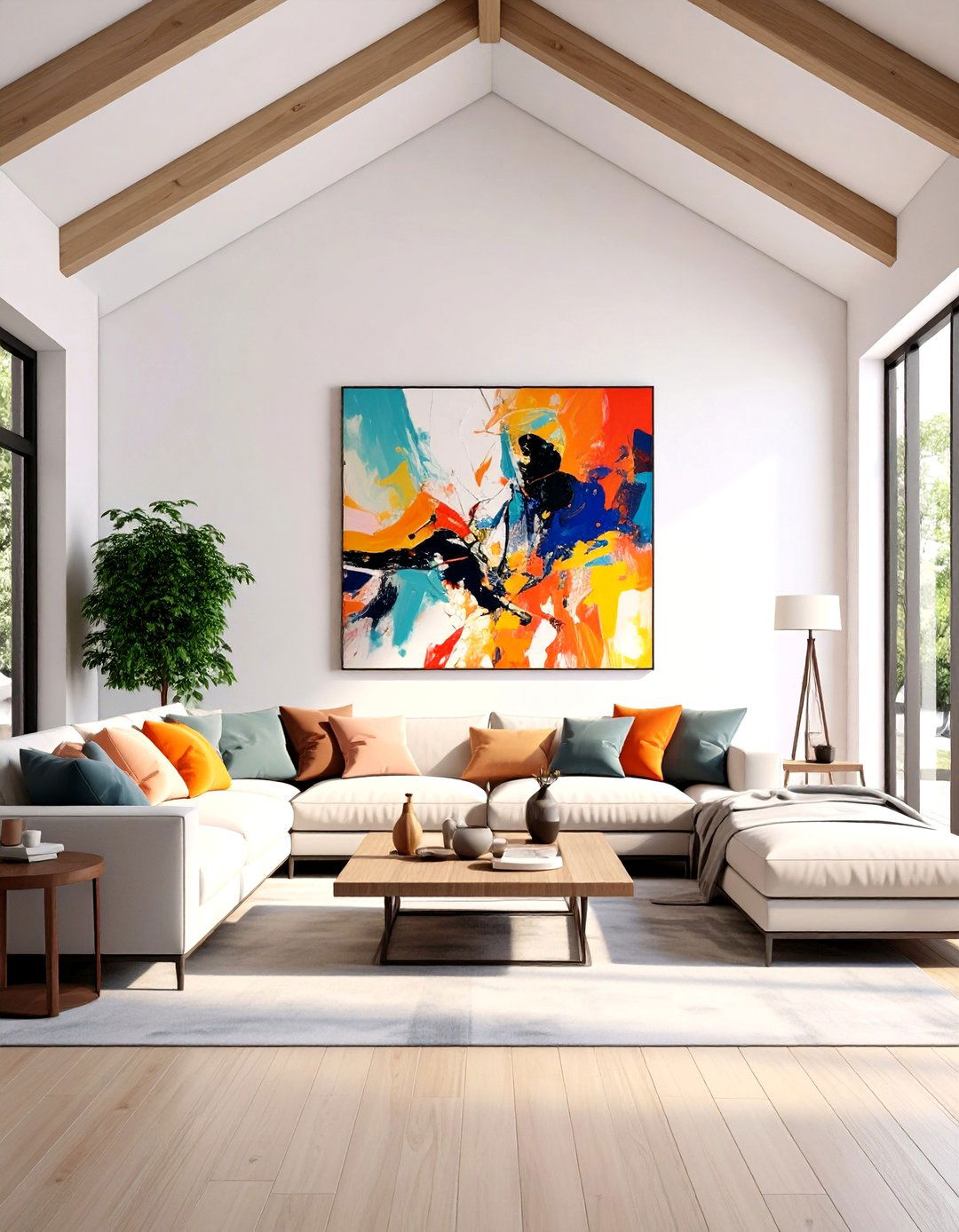 30 Living Room Vaulted Ceiling Wall Decorating Ideas