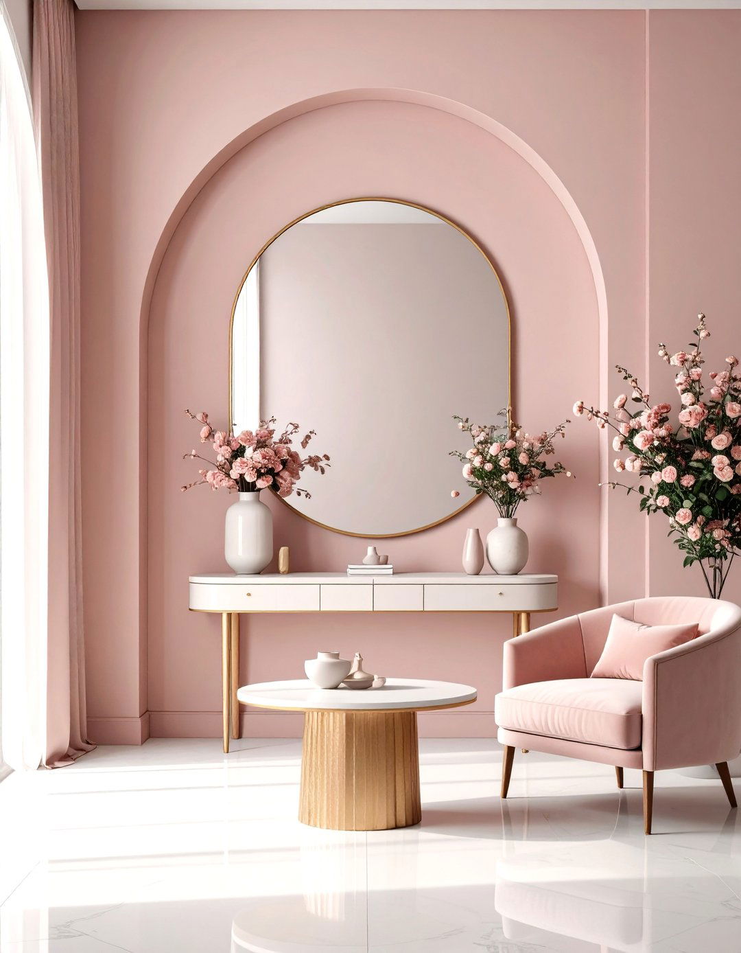 Living Room with Painted Arch - 30 living room feature wall ideas