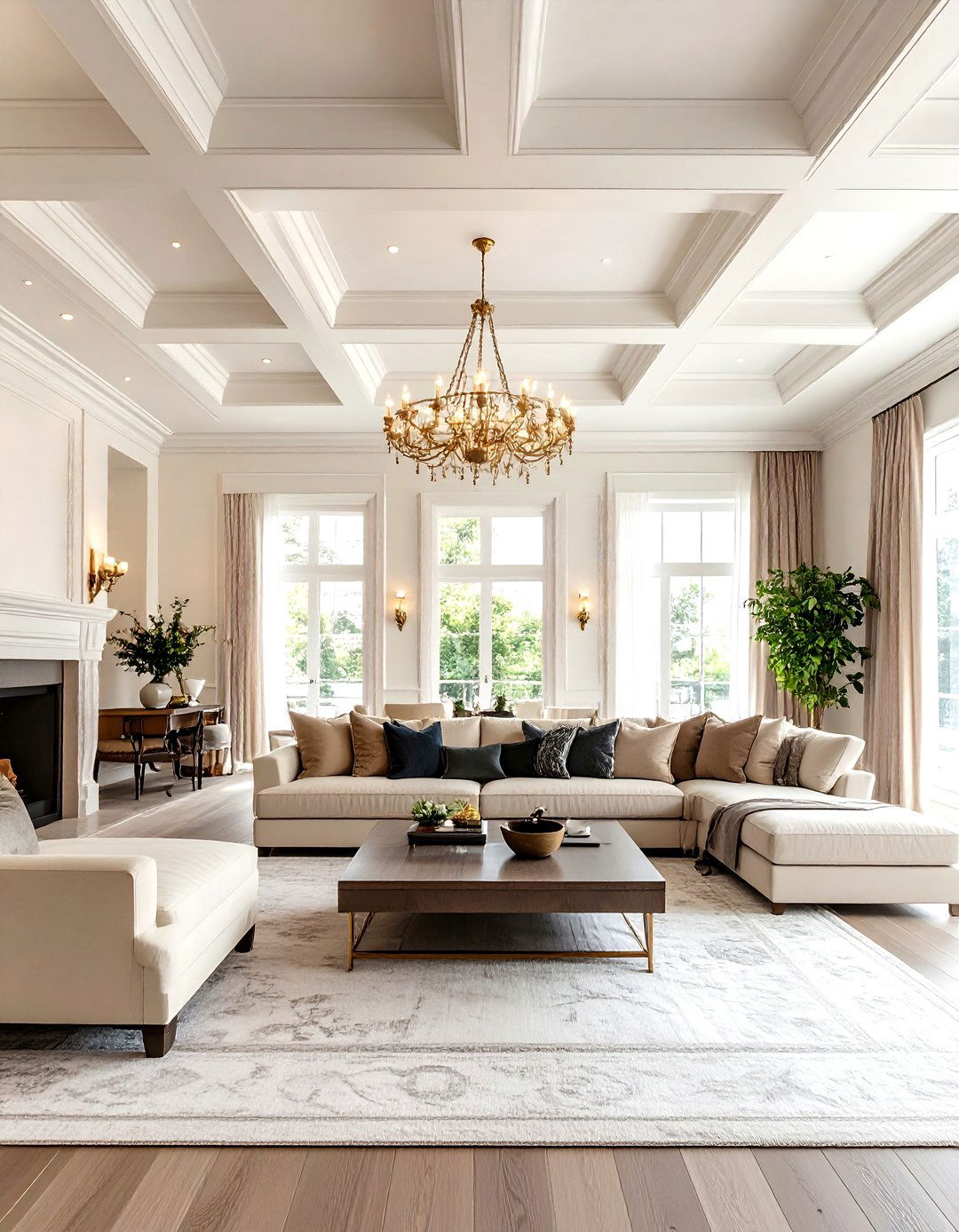 Living Room with a Coffered Ceiling - 30 patricketsesfantomes.com what is interior design ideas