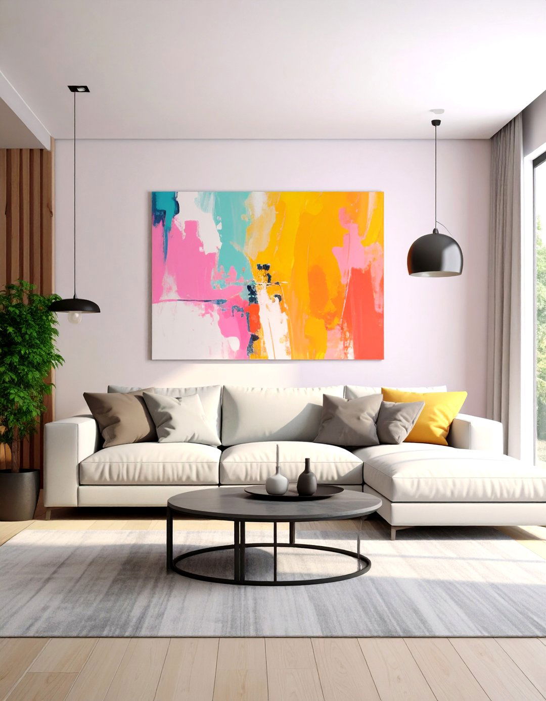 Living Room with a Large Scale Art Focus - 30 popular living room ideas