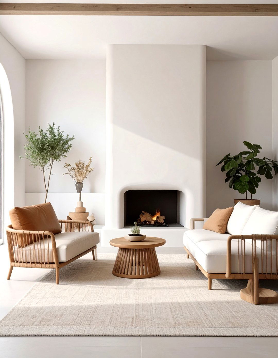 Living Room with a Plaster Fireplace - 30 modern spanish style interior design ideas
