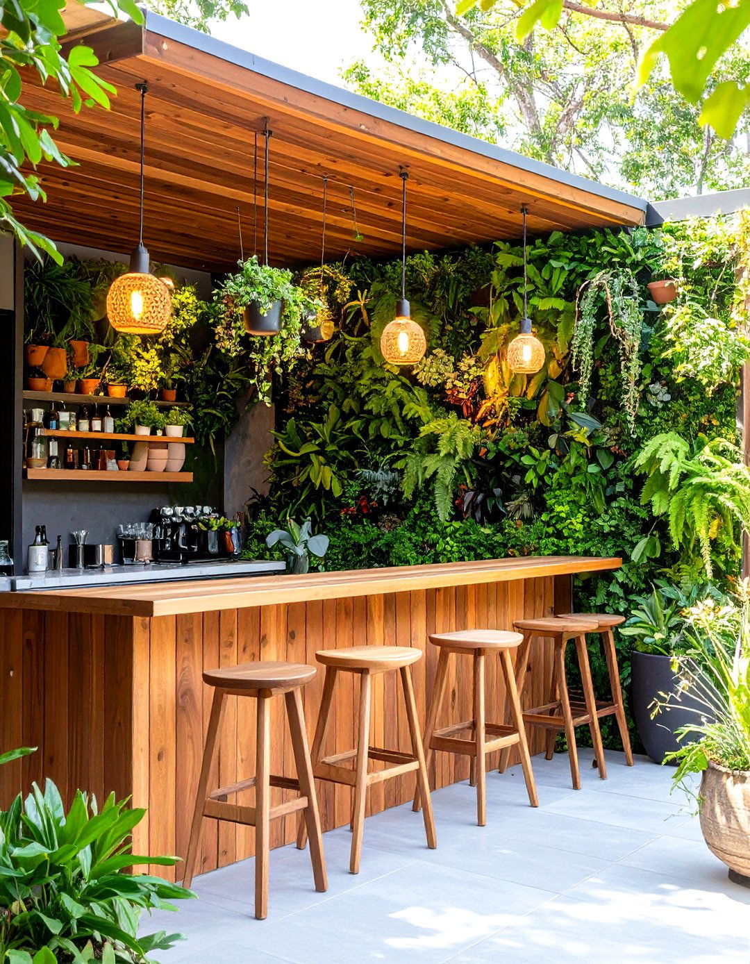Living Wall Green Patio Bar - 30 patio bar ideas