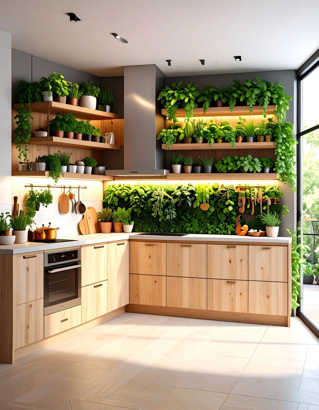 Living Wall with Kitchen Herbs - 30 kitchen wall ideas