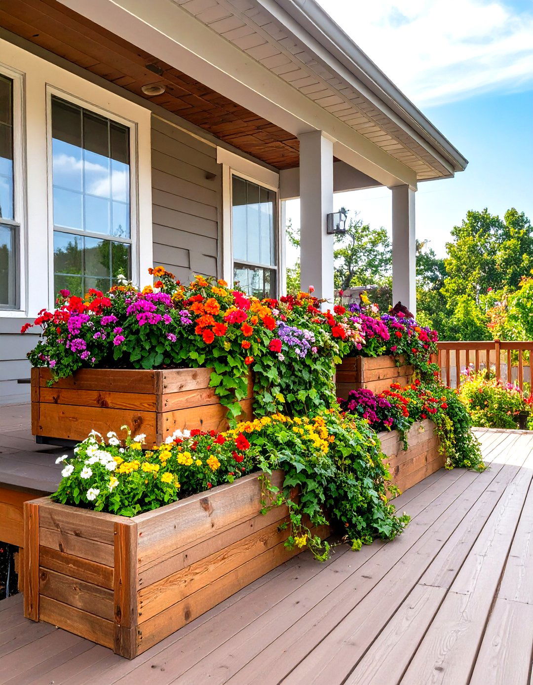 Living Wall with Planter Boxes - 30 inexpensive deck skirting ideas