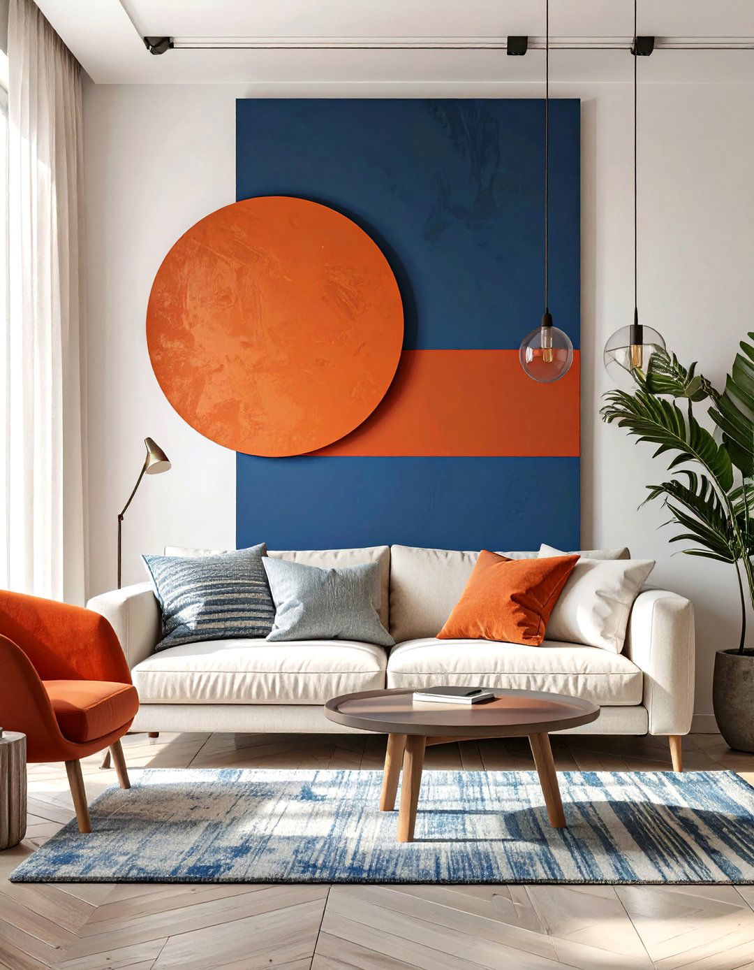 Living room Wall with Color Blocking - 30 wall ideas for living room