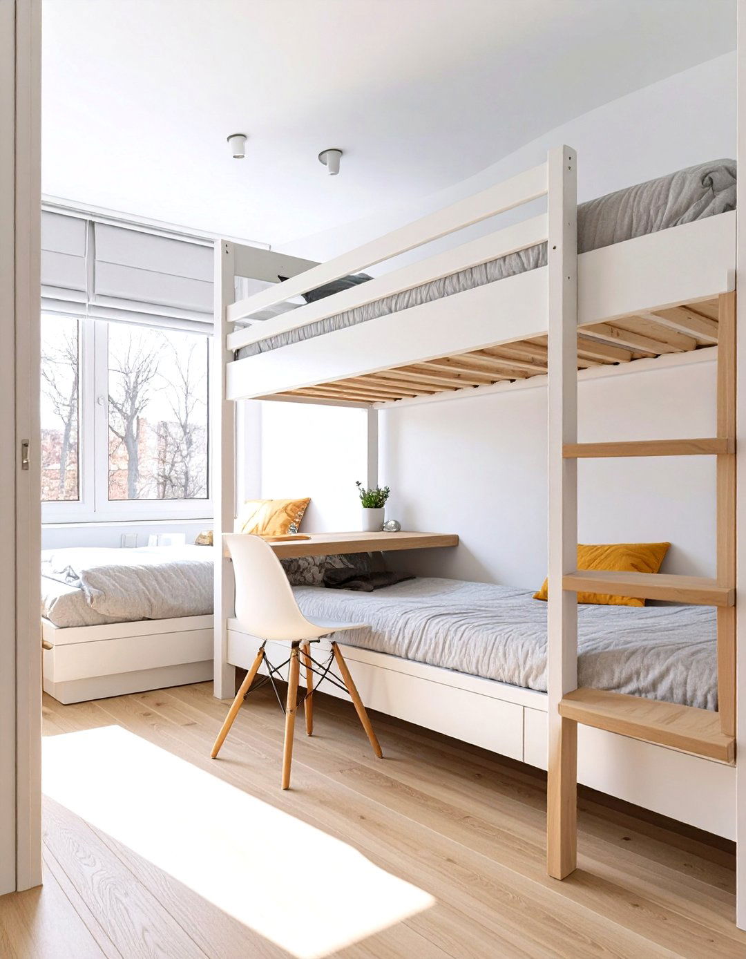 Loft Bed Over a Desk Area - 30 twin bedroom ideas for small rooms