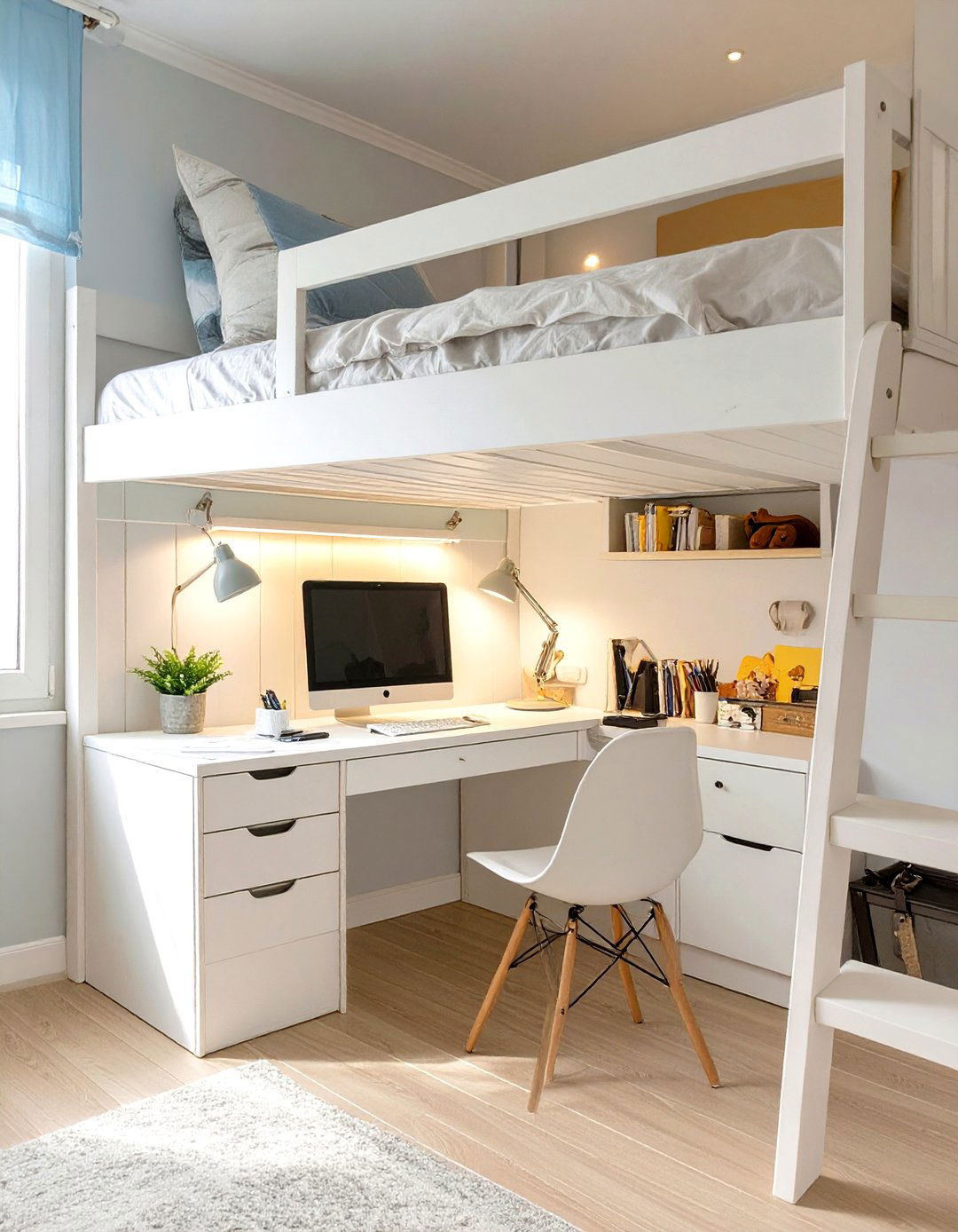 Loft Bed with Desk Underneath Small Home Office Design - 30 small home office design ideas