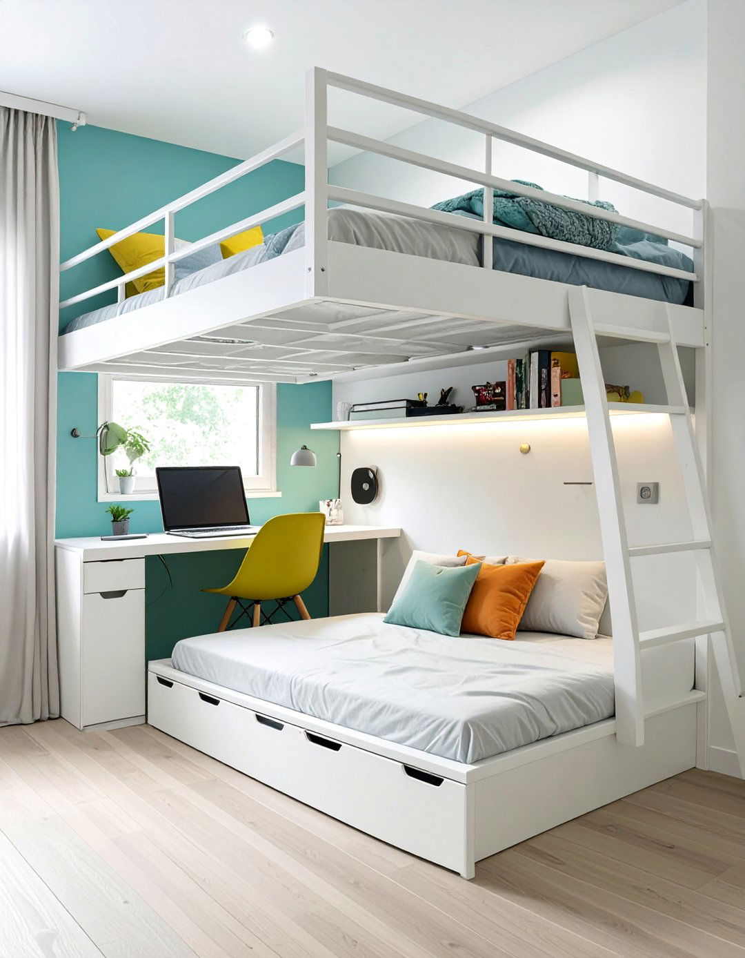 Loft Bed with Integrated Desk - 30 small office space ideas