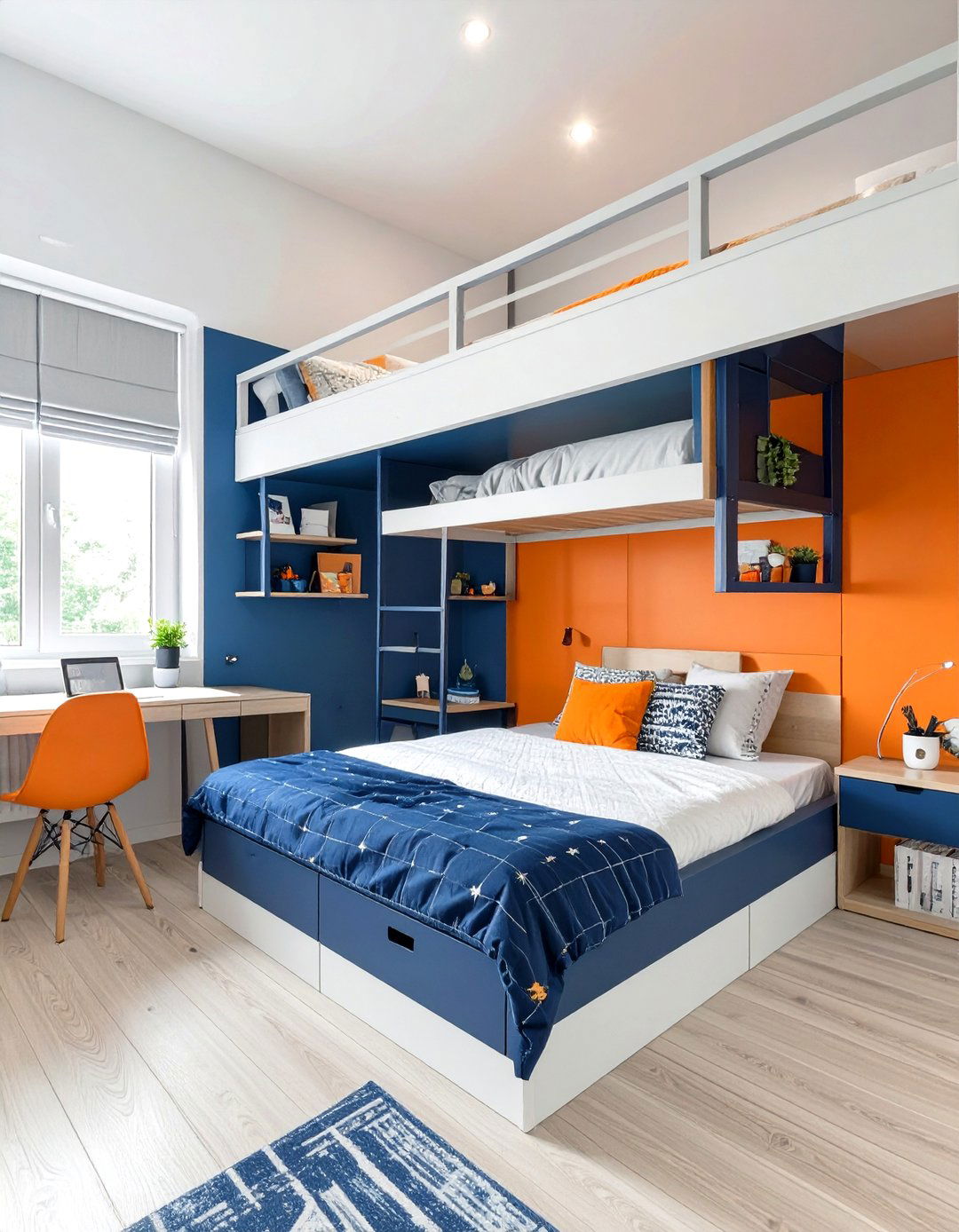 Loft Bed with Integrated Desk for a Teen Boys Bedroom - 30 teen boys bedroom ideas