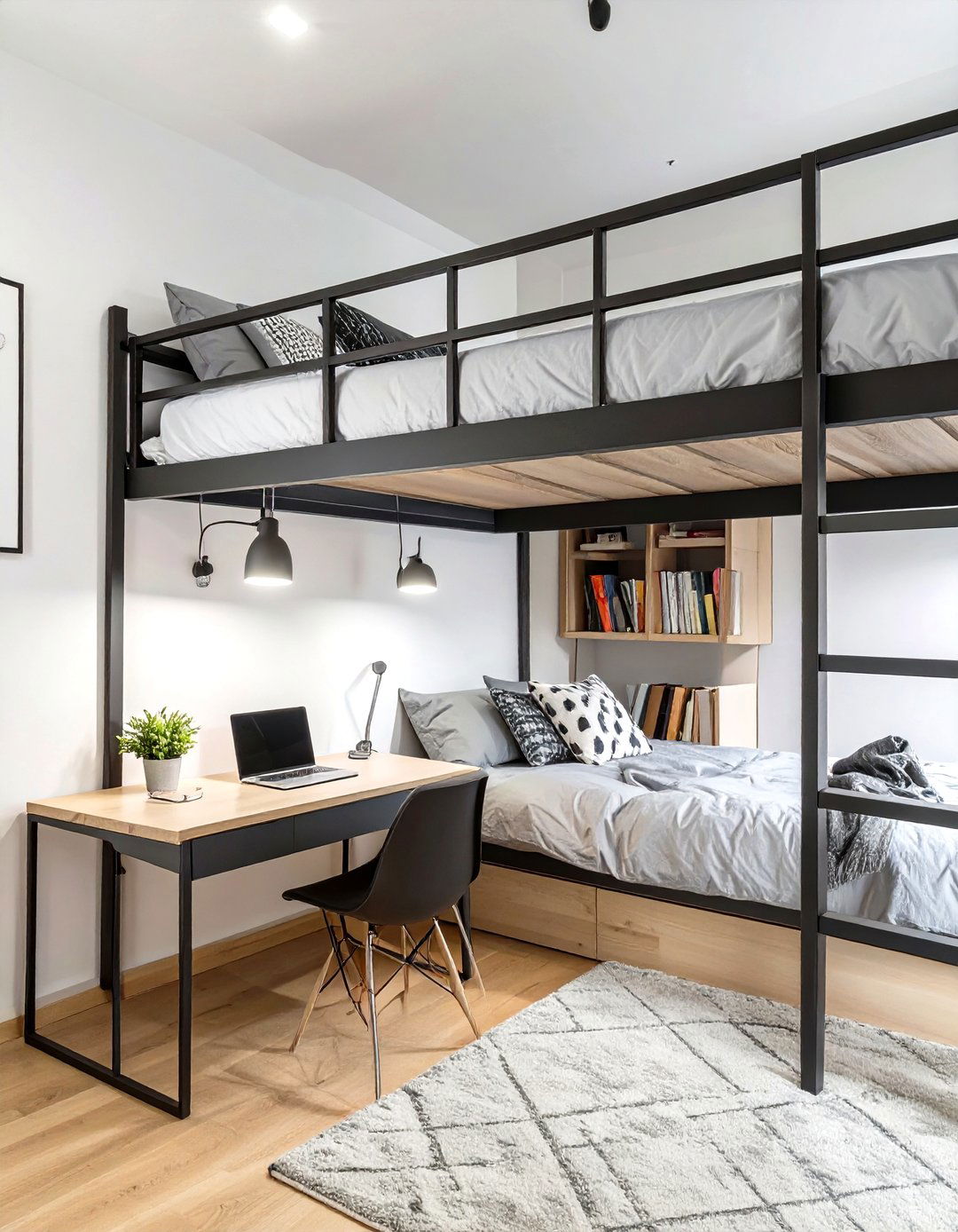 Loft Bed with an Integrated Desk - 30 small teen bedroom ideas