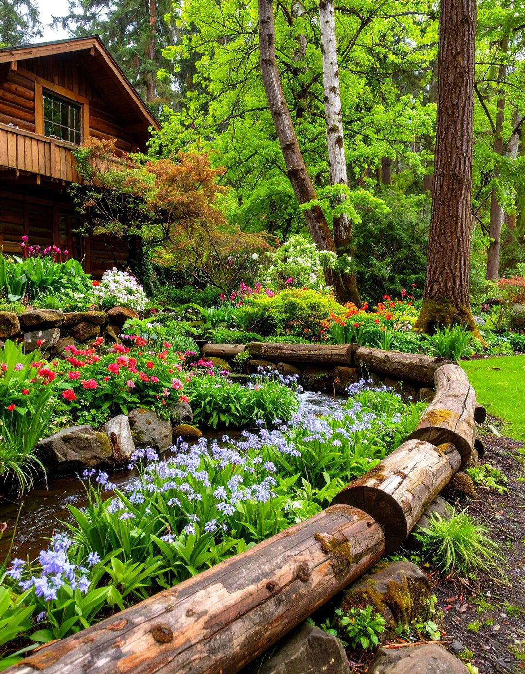 Log Border Edging - 30 landscaping edging ideas
