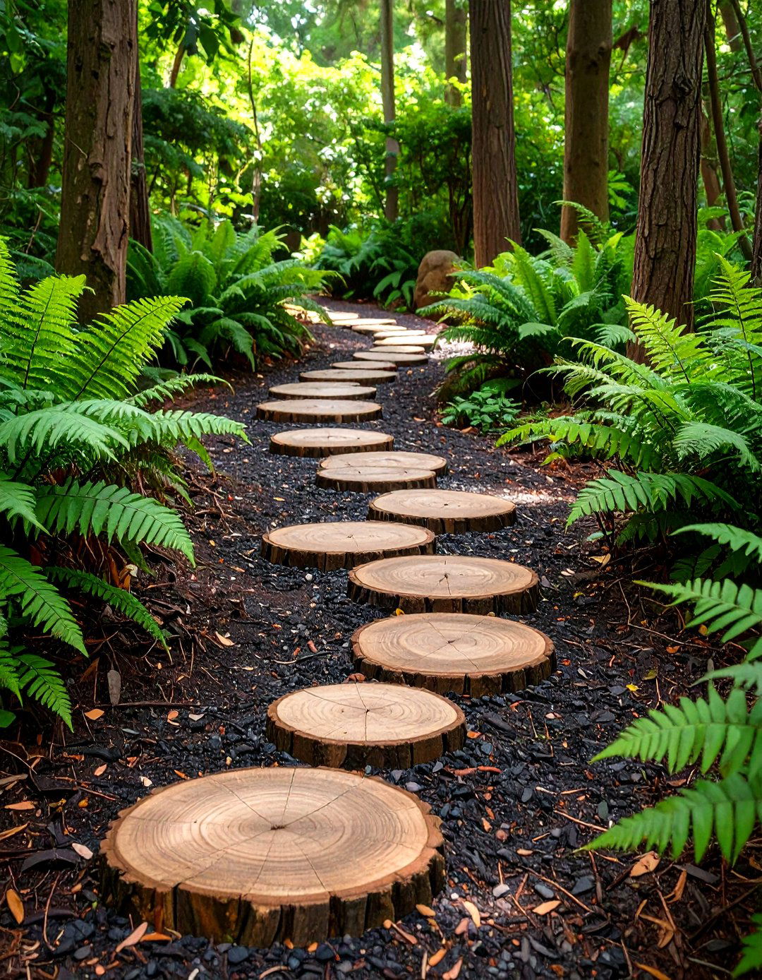 Log Slice Garden Path - 30 unique garden path ideas