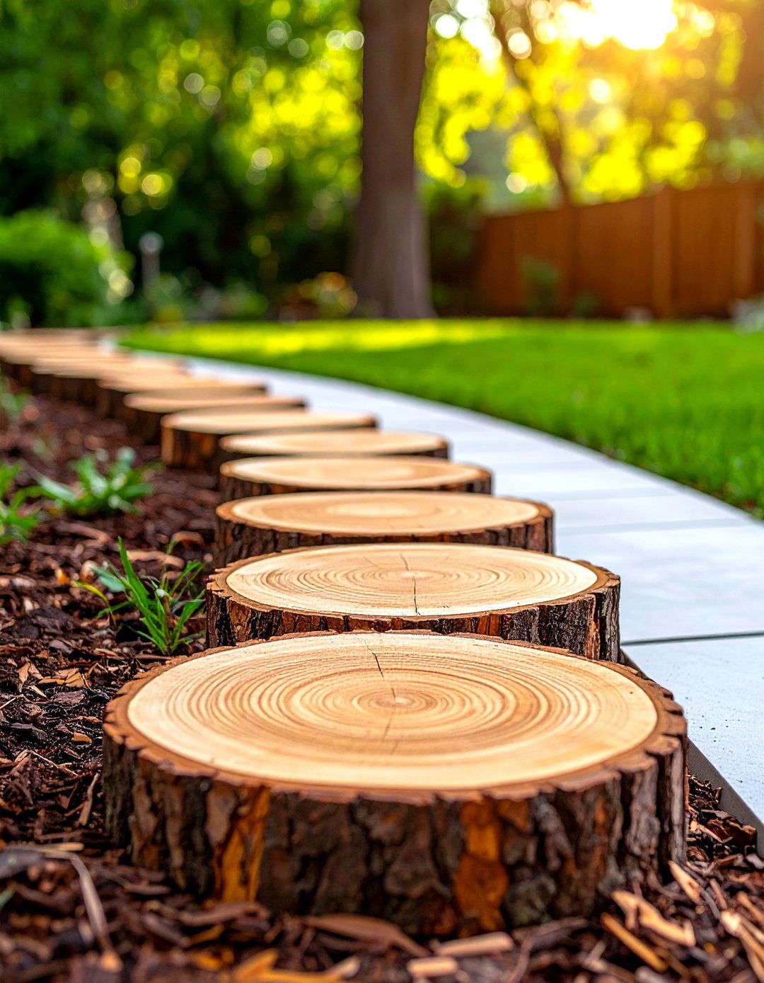 Log Slice Lawn Edging - 30 lawn edging ideas