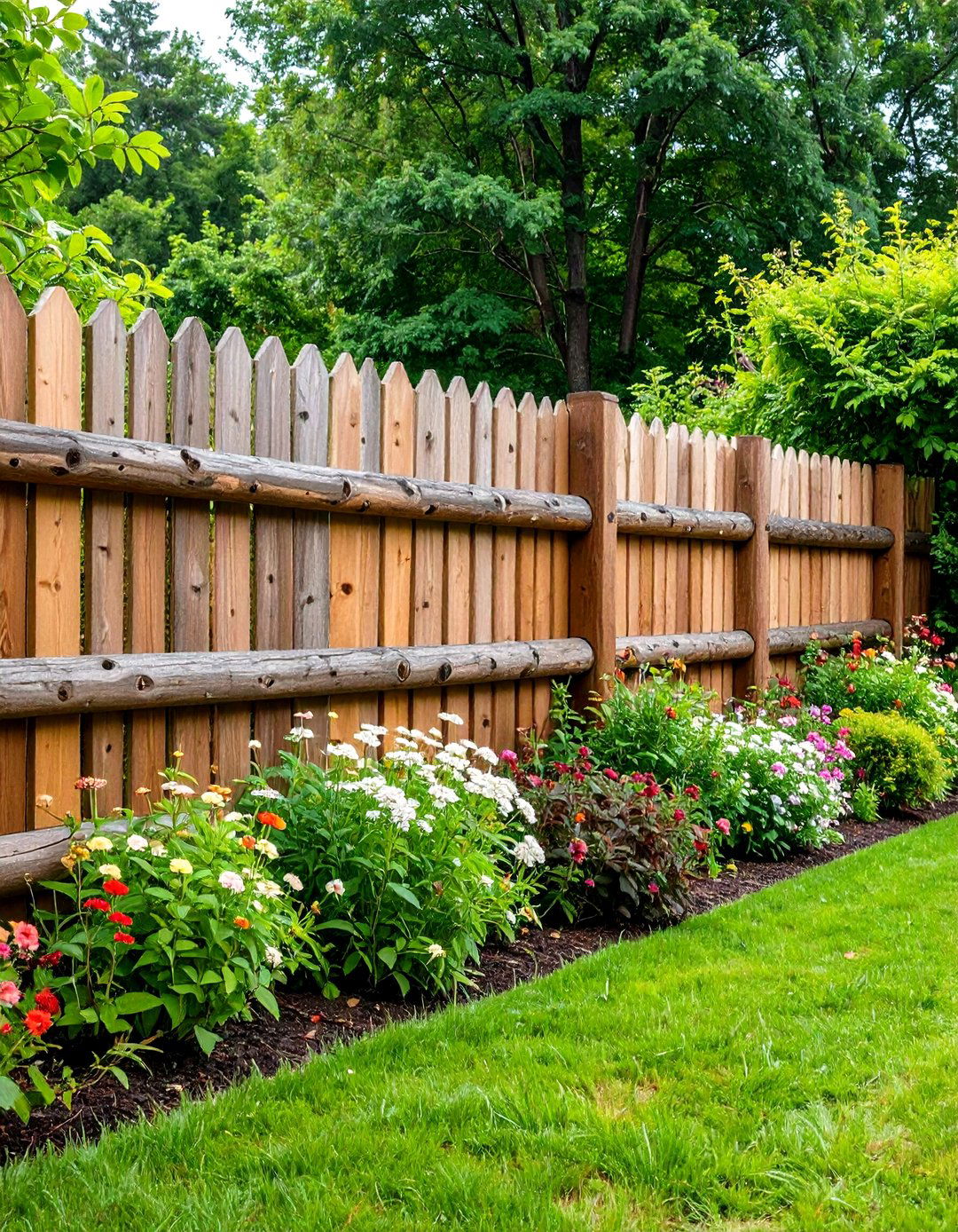 Log Wall Garden Fencing - 30 garden fencing ideas