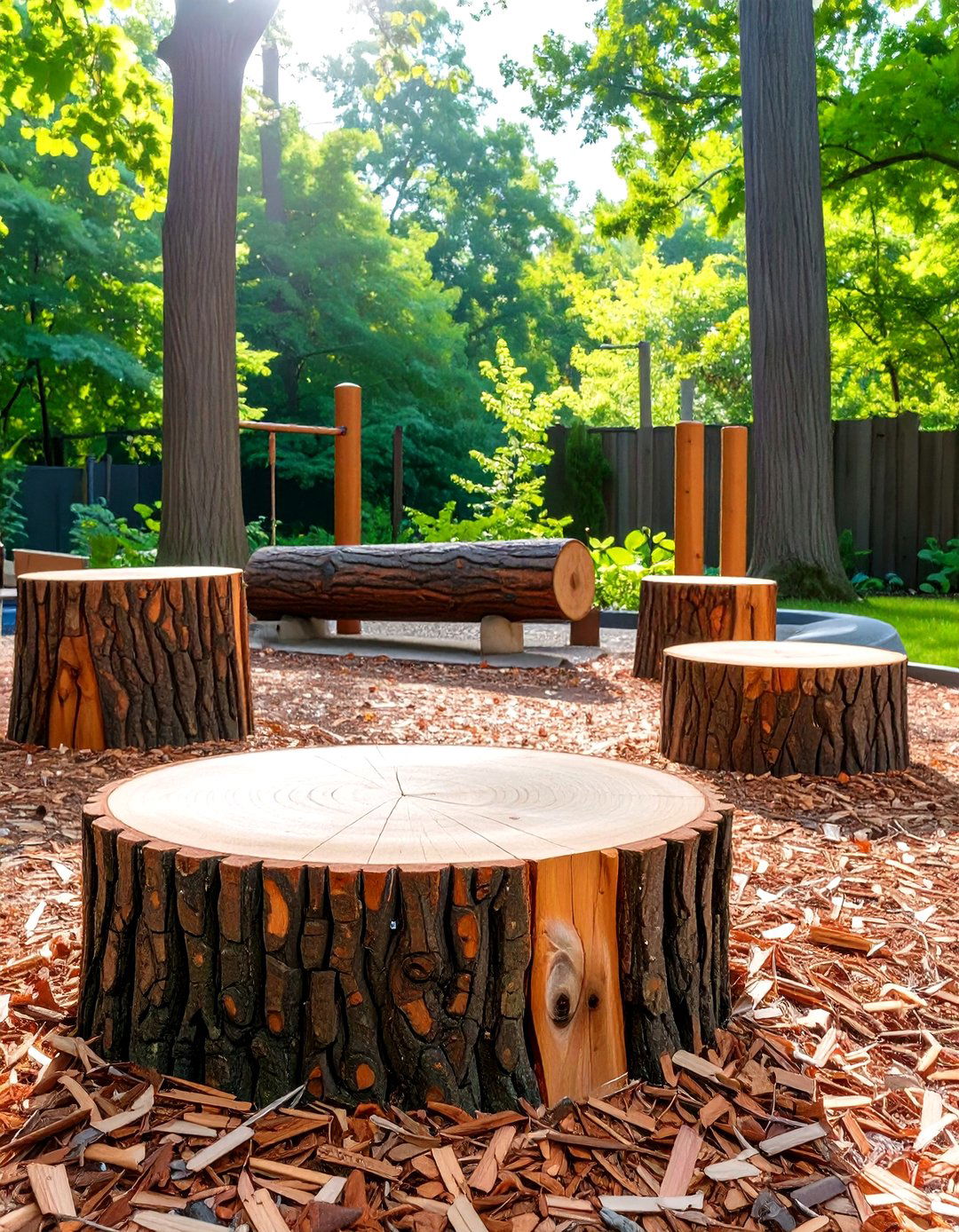 Log and Stump Fitness Area - 30 outdoor gym ideas