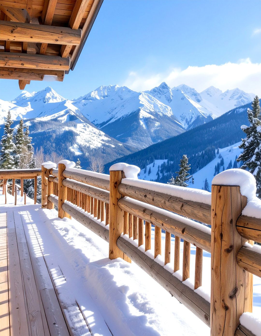 Log and Timber Frame Wood Deck Railing - 30 wood deck deck railing ideas