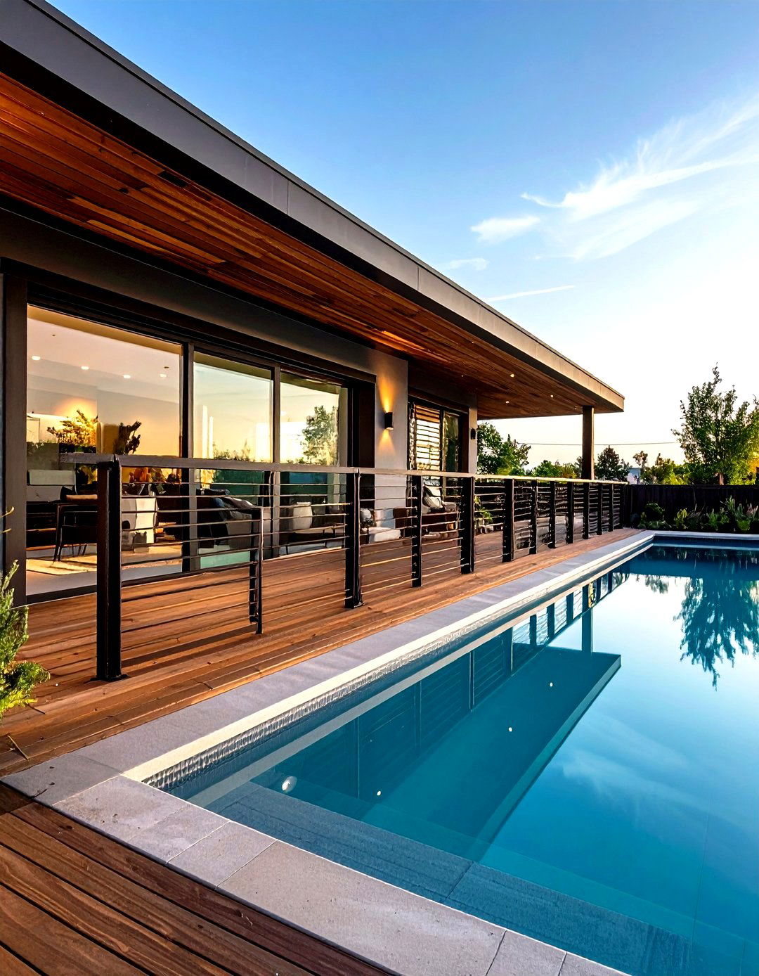 Louvered Privacy Screen Railing - 30 pool deck railing ideas