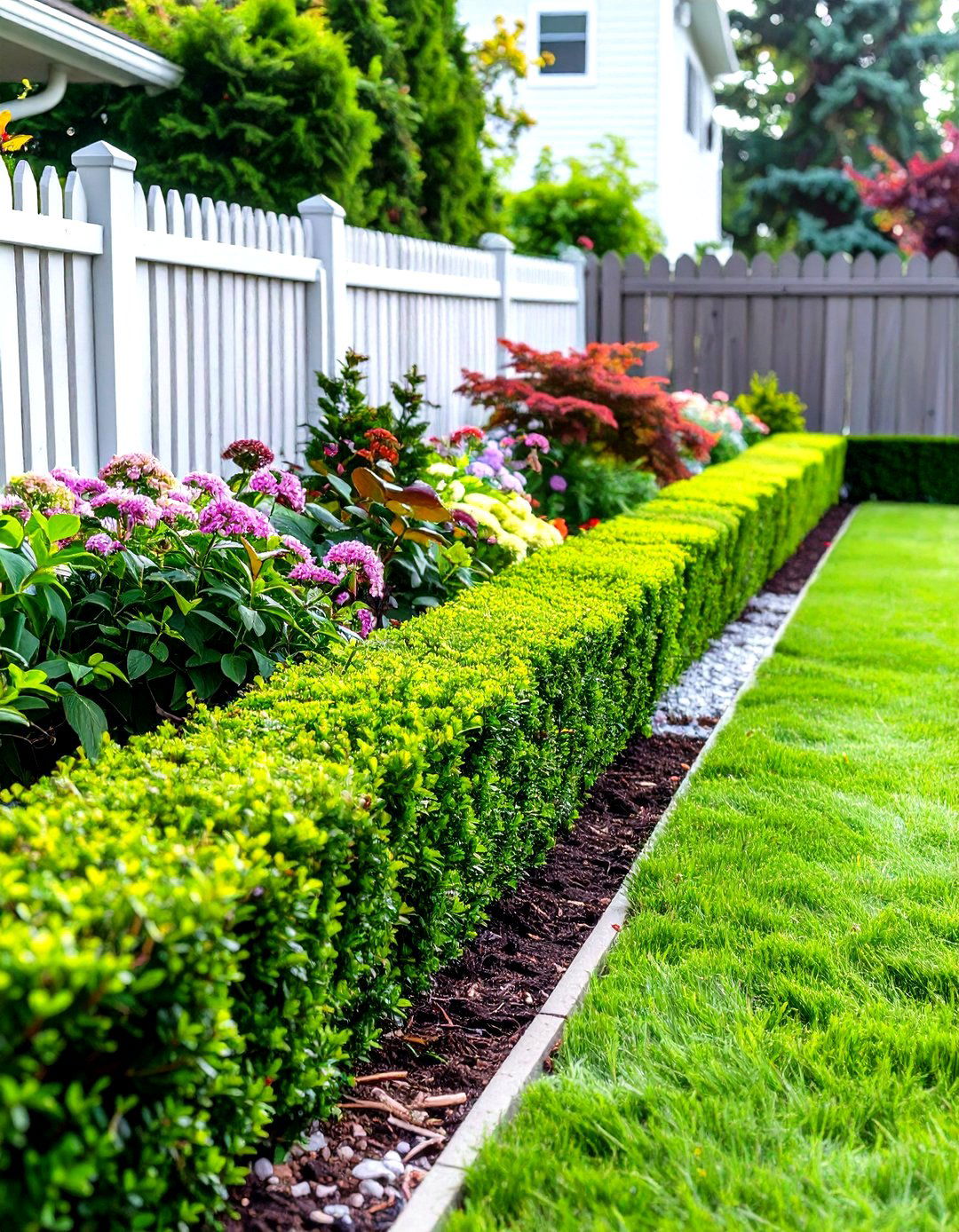 Low Boxwood Hedge Border - 30 small front yard fence ideas