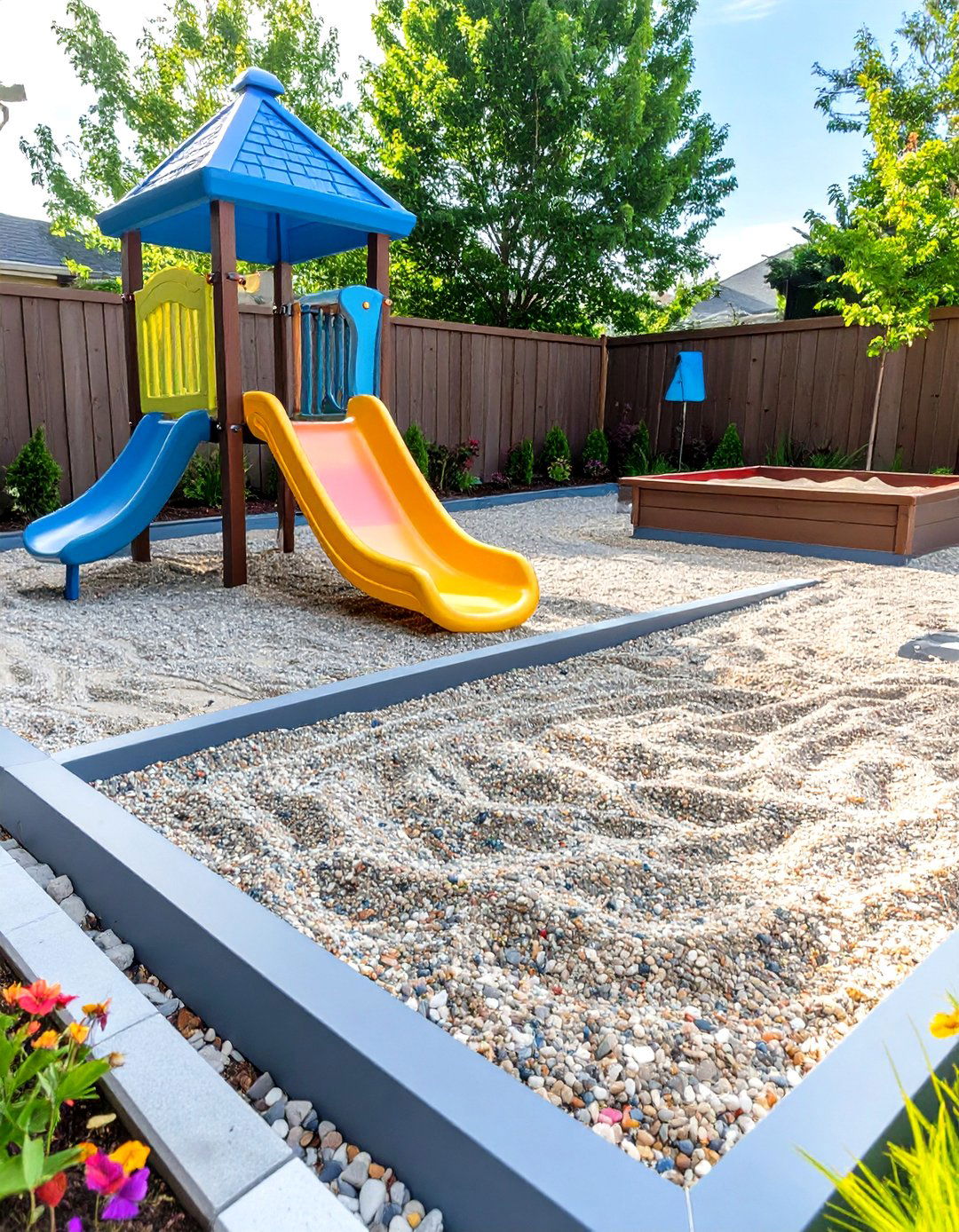 Low Budget Gravel Play Area for Kids - 30 low budget backyard designs with gravel