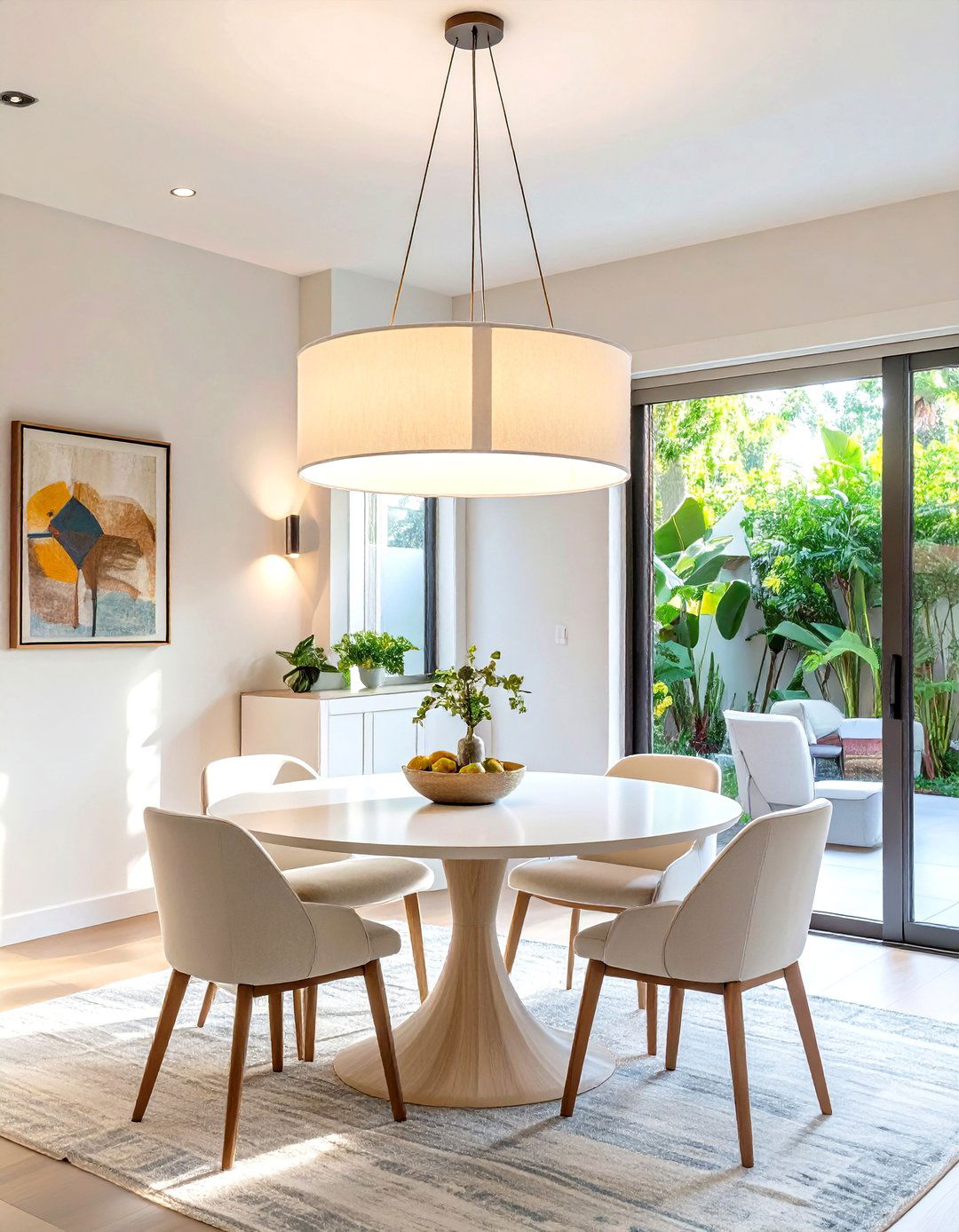 Low Hanging Drum Pendant - 30 small dining room lighting ideas