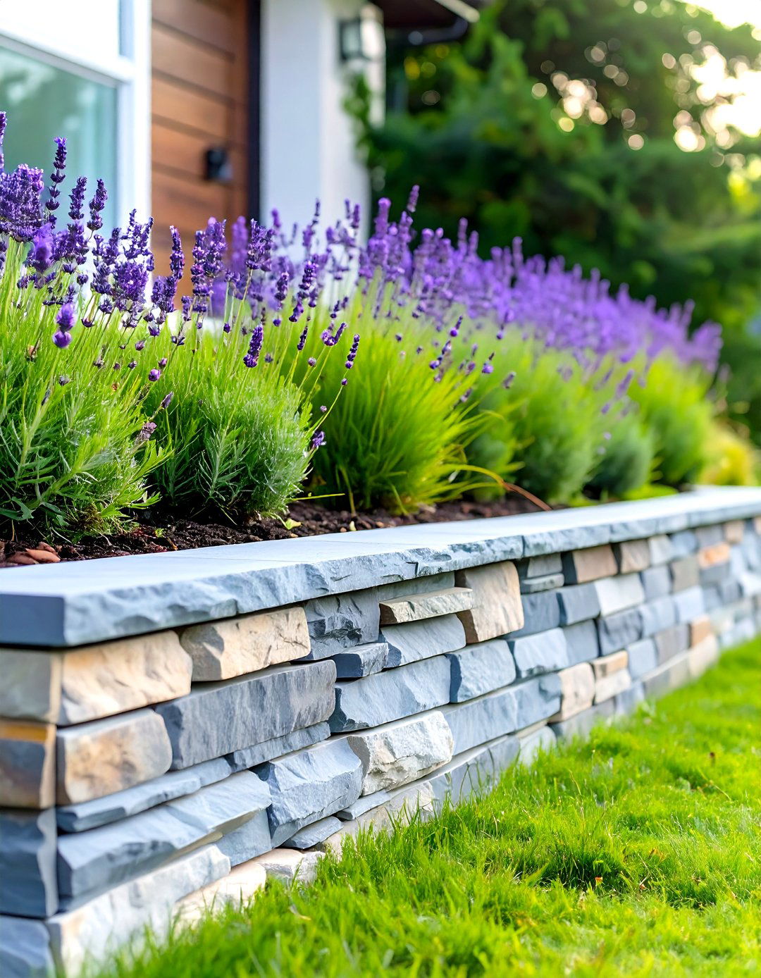 Low Landscaped Wall - 30 modern front yard fence ideas