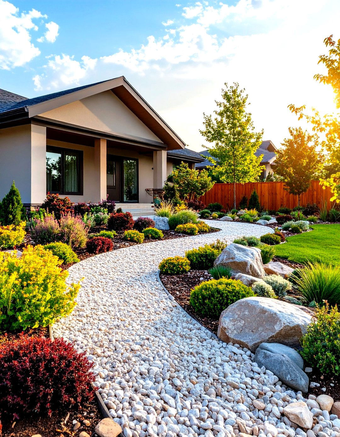 Low Maintenance Front Yard Lawn Alternative - 30 gravel landscaping ideas