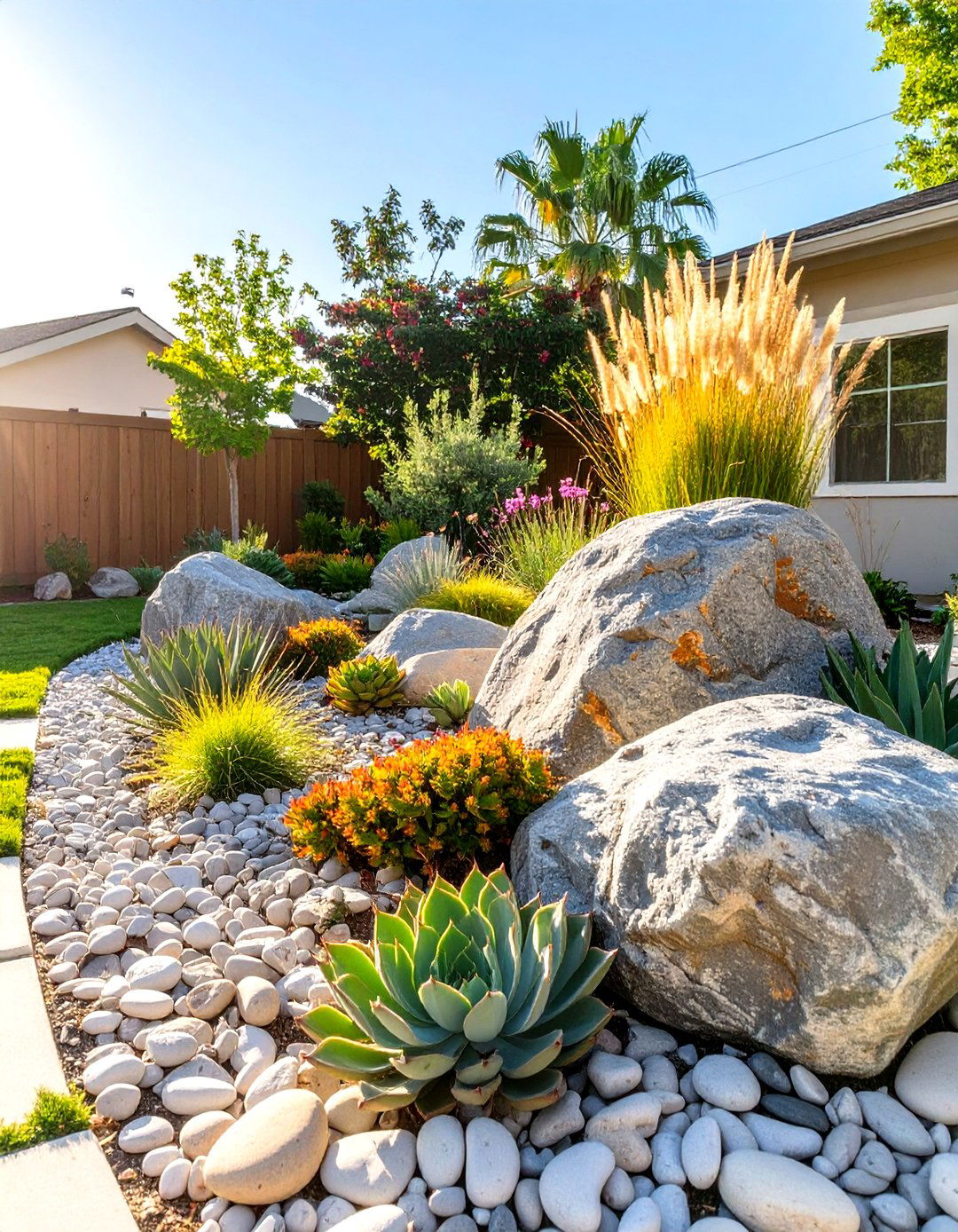 Low Maintenance Rock Garden - 30 simple front yard landscaping ideas