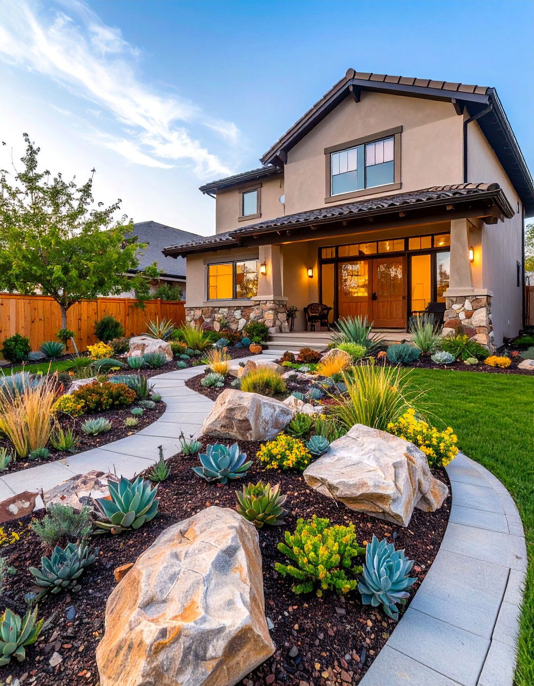 Low Maintenance Rock Garden - 30 front yard landscaping ideas florida