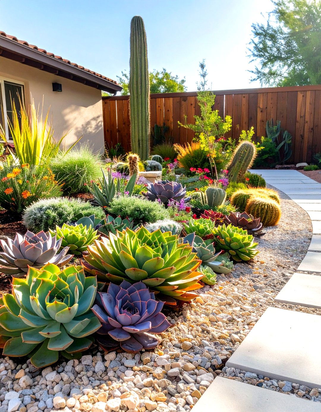 Low Maintenance Succulent and Cacti Garden - 30 side yard landscaping ideas