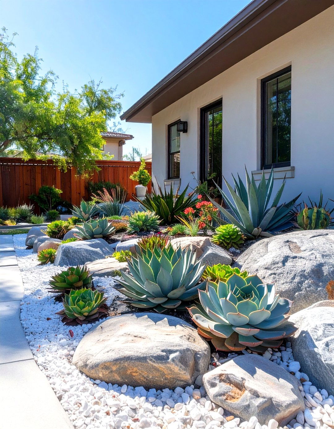 Low Maintenance Succulent and Rock Garden - 30 side of house landscaping ideas