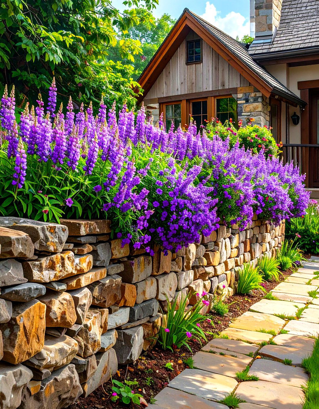 Low Natural Stone Wall Fence - 30 small front yard fence ideas