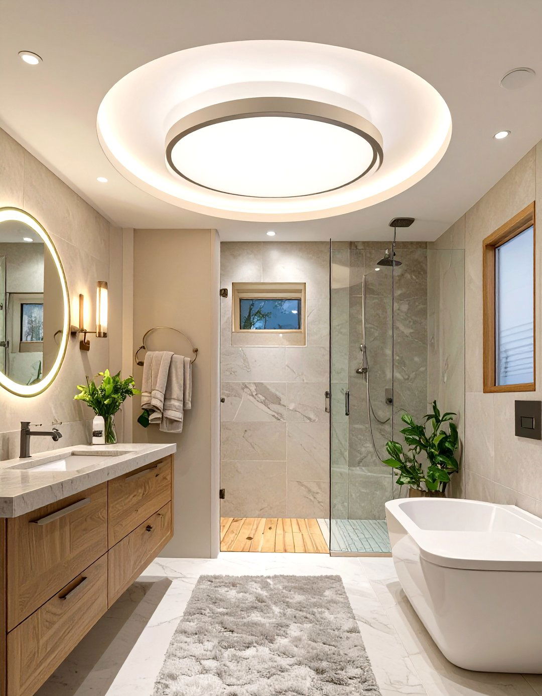 Low Profile Ceiling Flush Mount - 30 bathroom lighting ideas