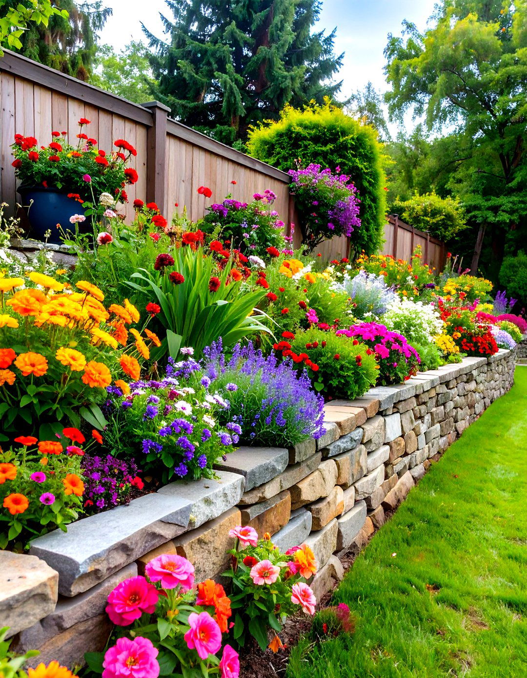 Low Profile Dry Stack Stone Retaining Wall - 30 retaining wall ideas for sloped backyard