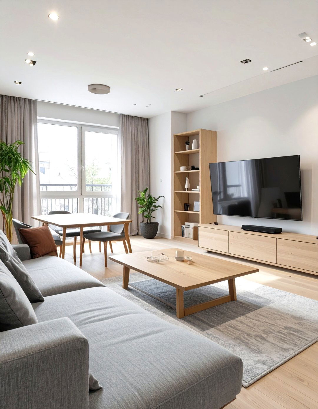 Low Profile Furniture to Create a Sense of Height - 30 small living room ideas with tv and dining table