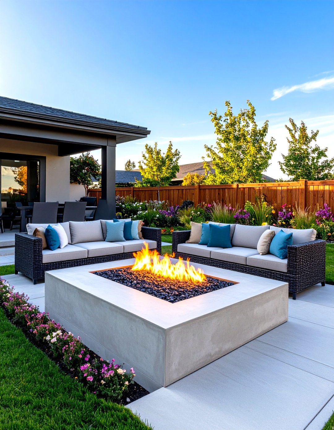 Low Profile Horizonal Patio Fireplace - 30 patio fireplace ideas