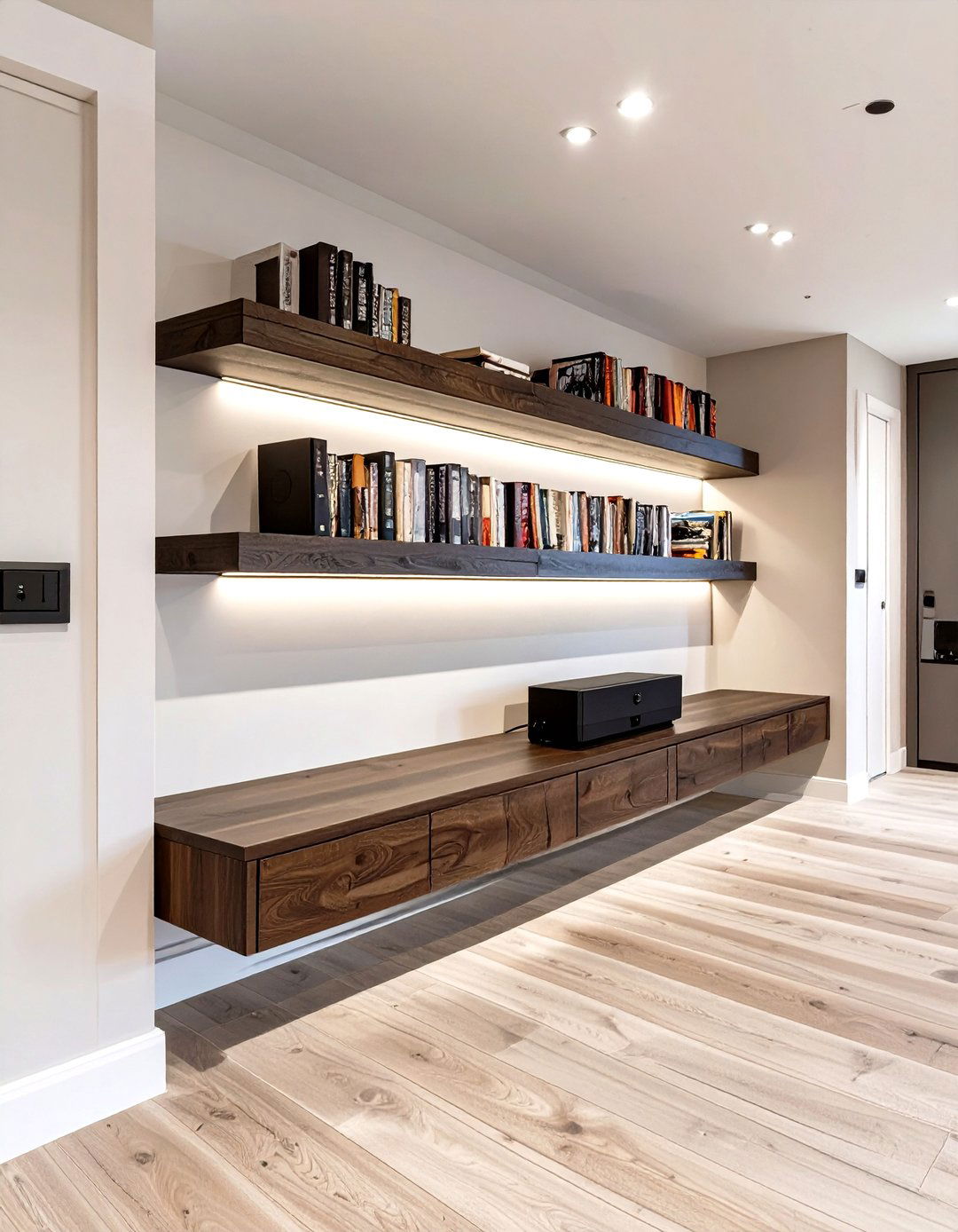Low Profile Horizontal Shelving - 30 basement shelving ideas