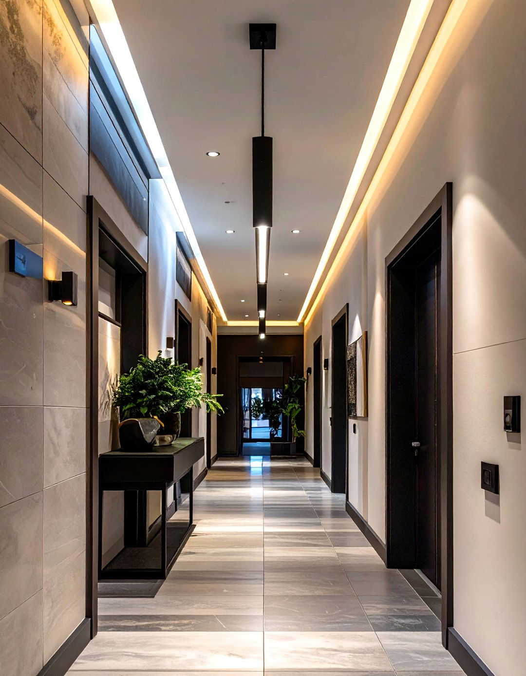 Low Profile Linear Suspension Light - 30 small entryway lighting ideas