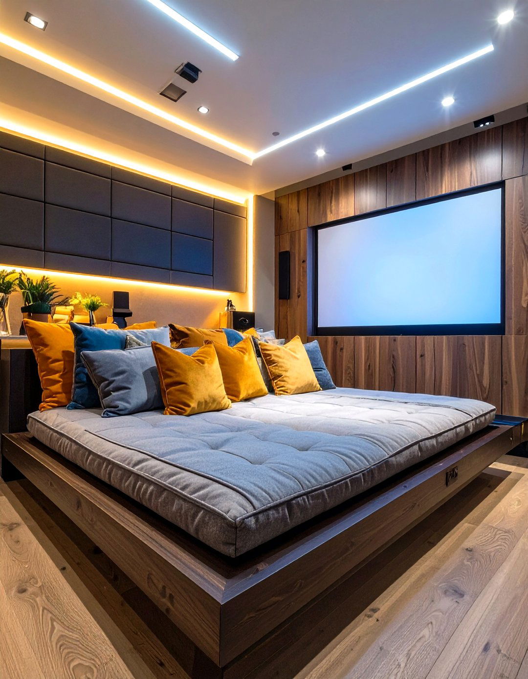 Low Profile Platform Bed - 30 small home theater seating ideas